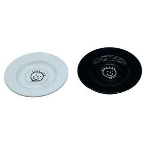 2 Waechtersbach German Stick Figure Black White Dessert Plates